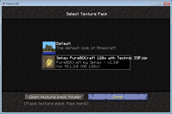 Selecting Sphax for Technic SSP